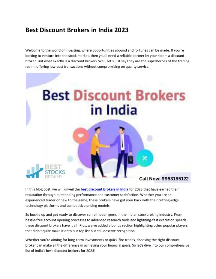 best discount brokers in india 2023