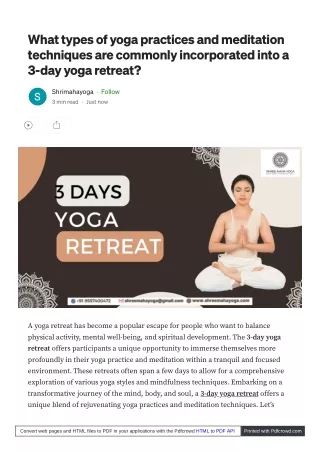Renew and Recharge: A Transformative 3-Day Yoga Retreat