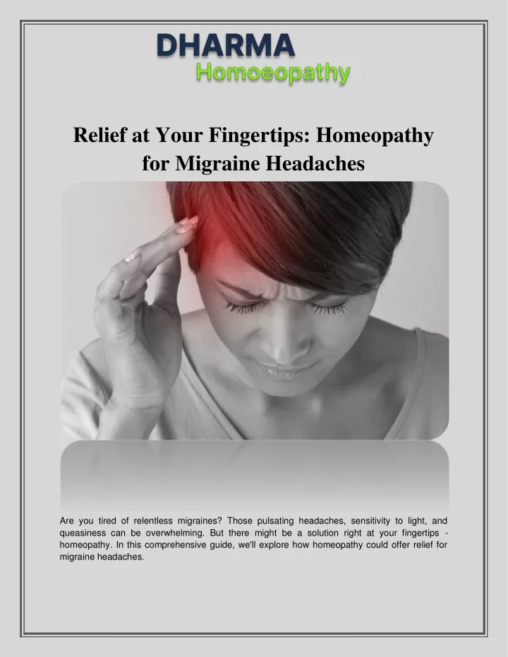 relief at your fingertips homeopathy for migraine