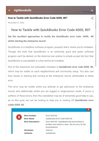 How to Tackle with QuickBooks Error Code 6000, 80