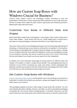 How are Custom Soap Boxes with Windows Crucial for Business