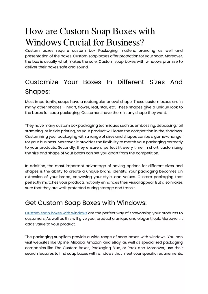 how are custom soap boxes with windows crucial