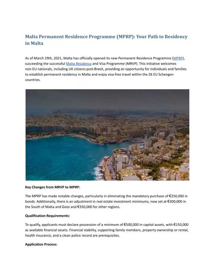 malta permanent residence programme mprp your