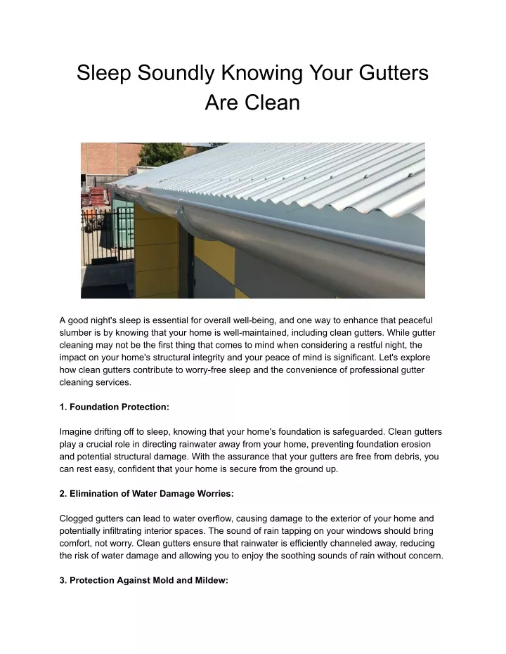 sleep soundly knowing your gutters are clean