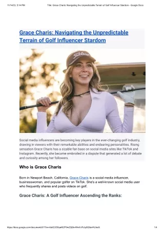 Grace Charis-Navigating the Unpredictable Terrain of Golf Influencer Stardom