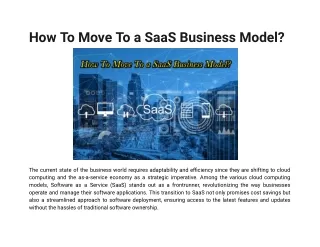 How To Move To a SaaS Business Model?