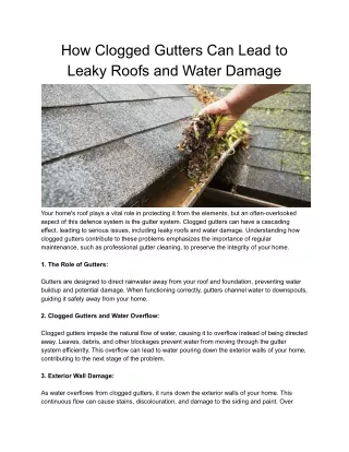 how clogged gutters can lead to leaky roofs