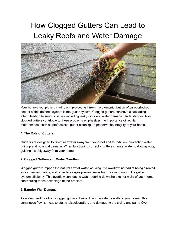 how clogged gutters can lead to leaky roofs