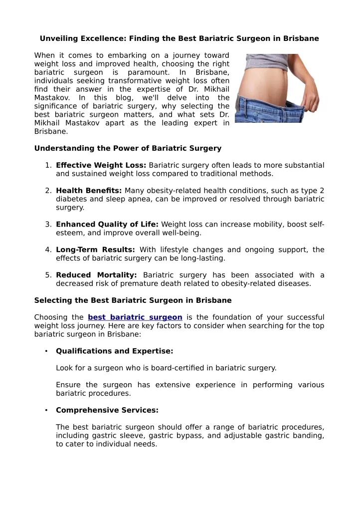 unveiling excellence finding the best bariatric