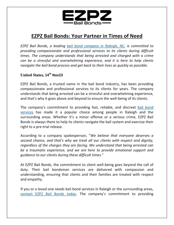 ezpz bail bonds your partner in times of need
