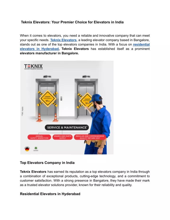 teknix elevators your premier choice