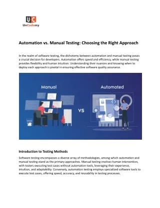 Automation vs. Manual Testing: Choosing the Right Approach