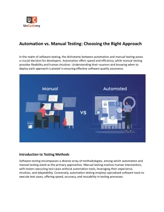 automation vs manual testing choosing the right