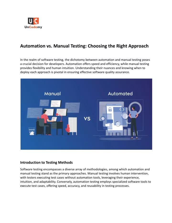 automation vs manual testing choosing the right