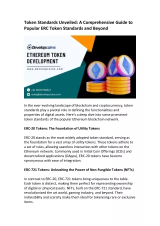 token standards unveiled a comprehensive guide