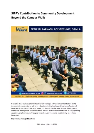 sjpp s contribution to community development