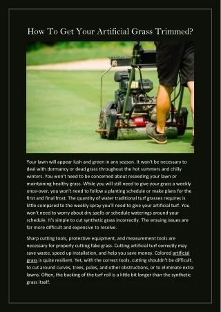 how to get your artificial grass trimmed