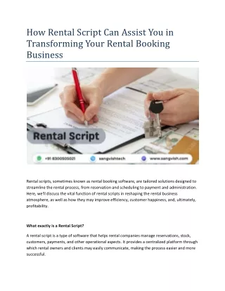 How Rental Script Can Assist You in Transforming Your Rental Booking Business