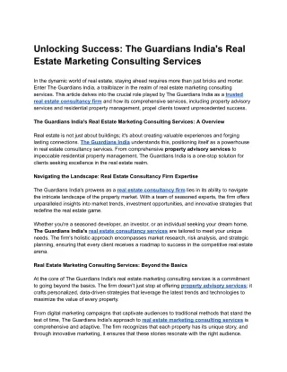 Unlocking Success_ The Guardians India's Real Estate Marketing Consulting Services