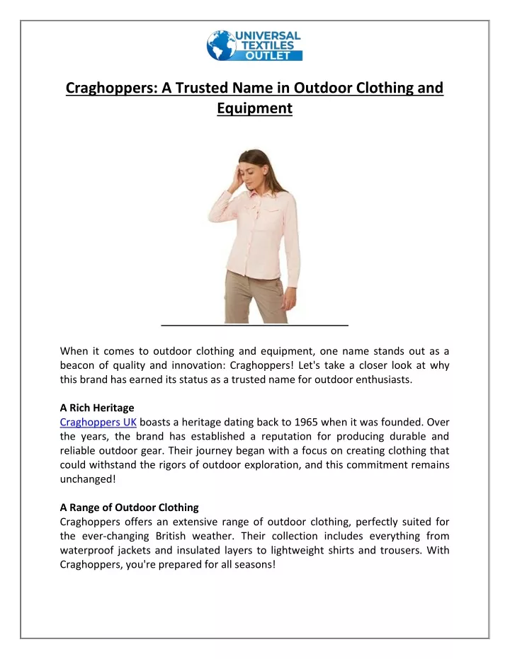 craghoppers a trusted name in outdoor clothing