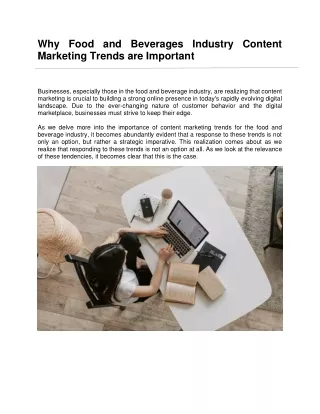 Why Food and Beverages Industry Content Marketing Trends are Important