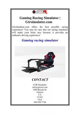 Gaming Racing Simulator  Gtrsimulator.com