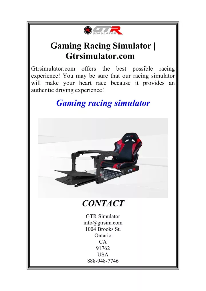 gaming racing simulator gtrsimulator com