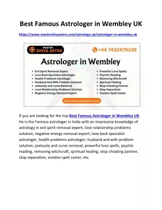 Best Famous Astrologer in Wembley UK