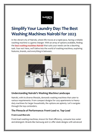 Simplify Your Laundry Day - The Best Washing Machines Nairobi for 2023