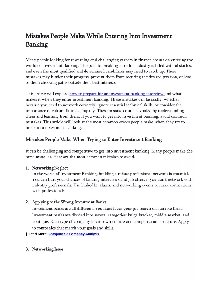 mistakes people make while entering into investm