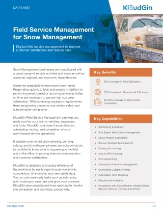 KloudGin Field Service Management Software for Snow Management