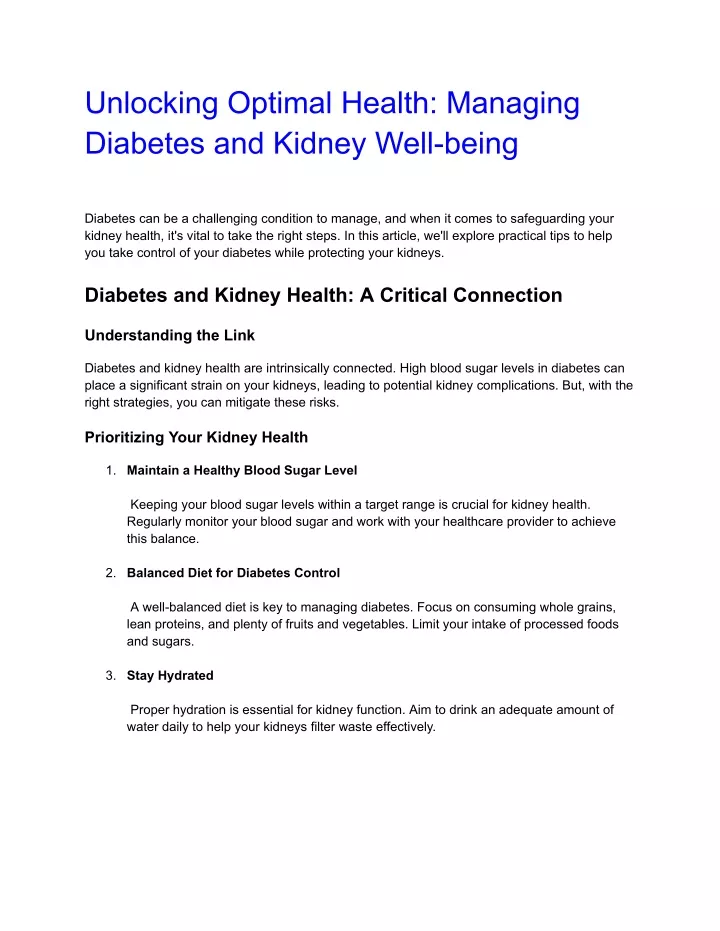 unlocking optimal health managing diabetes