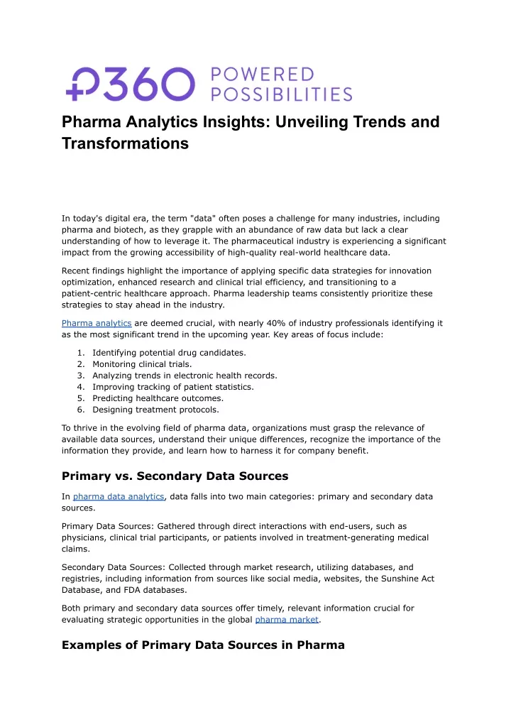 pharma analytics insights unveiling trends