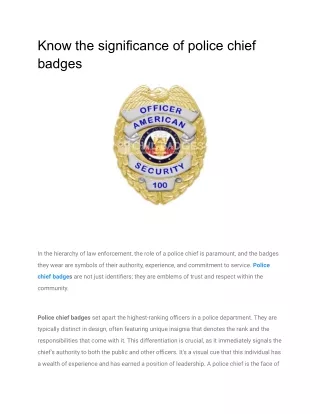 Know the significance of police chief badges