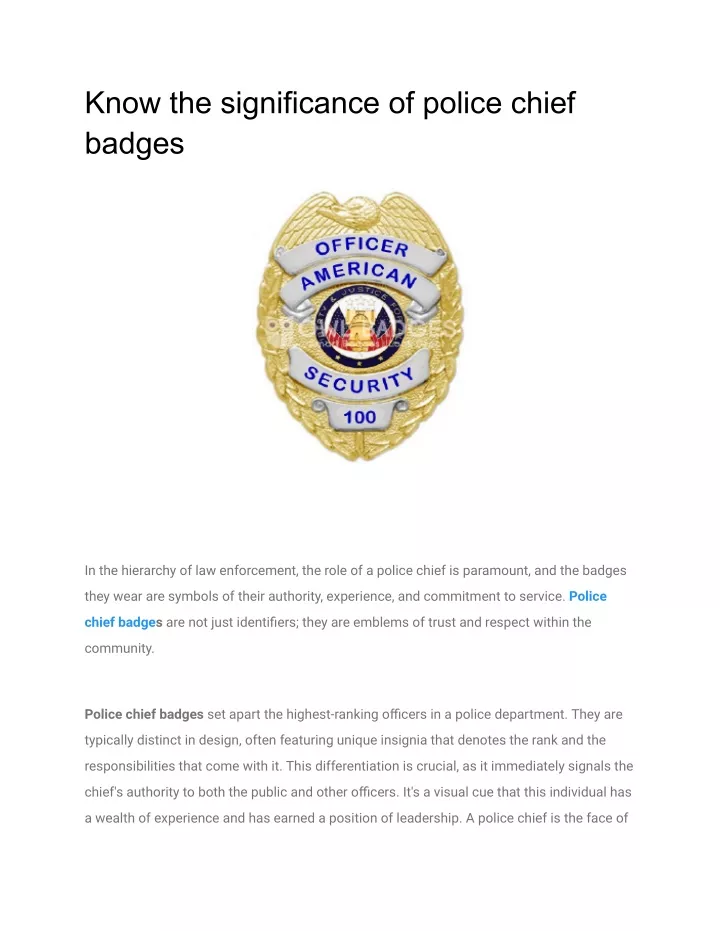 know the significance of police chief badges
