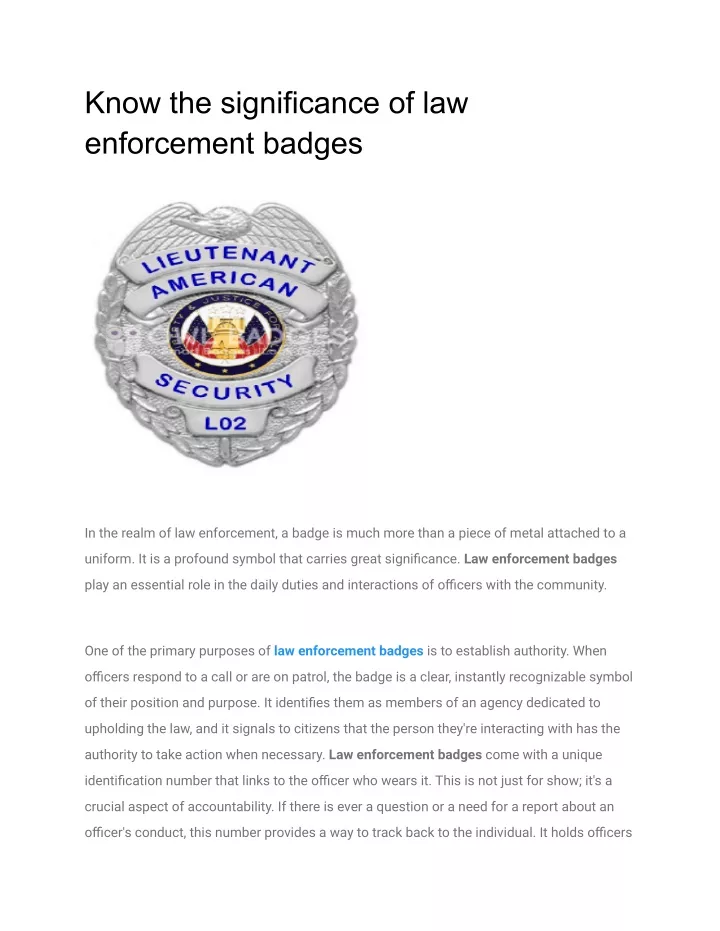 know the significance of law enforcement badges