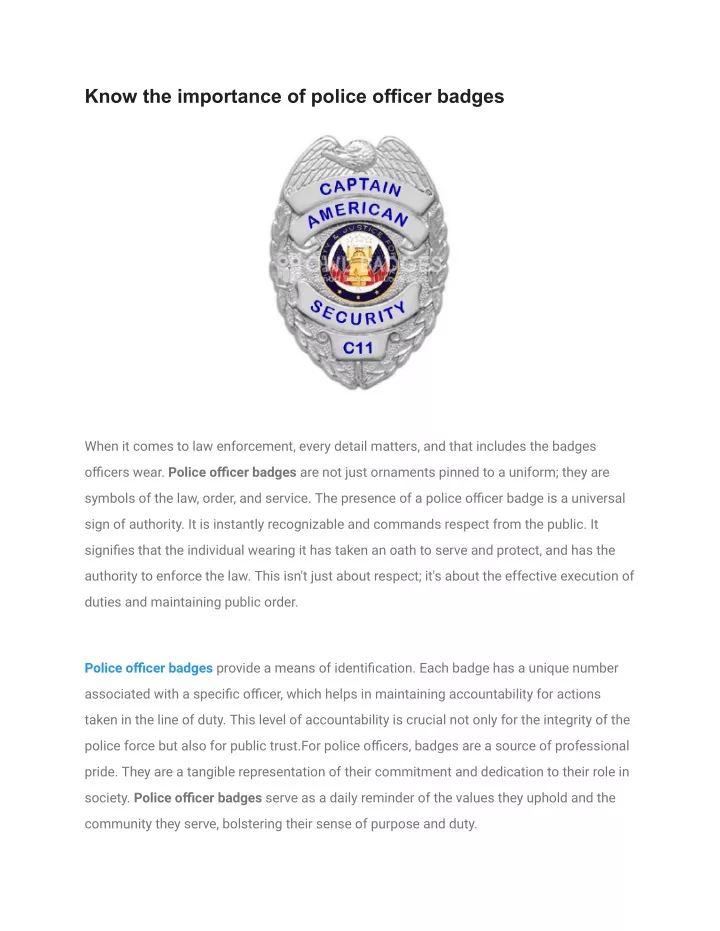 know the importance of police officer badges