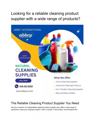 Looking for a reliable cleaning product supplier with a wide range of products