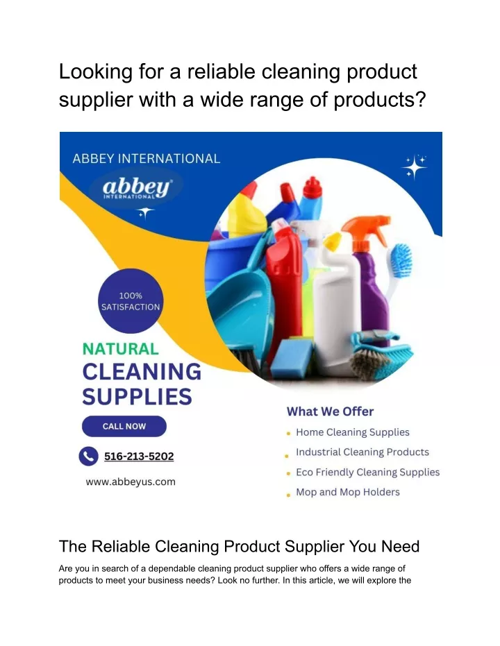 looking for a reliable cleaning product supplier