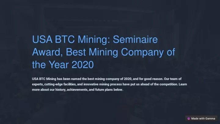 usa btc mining seminaire award best mining