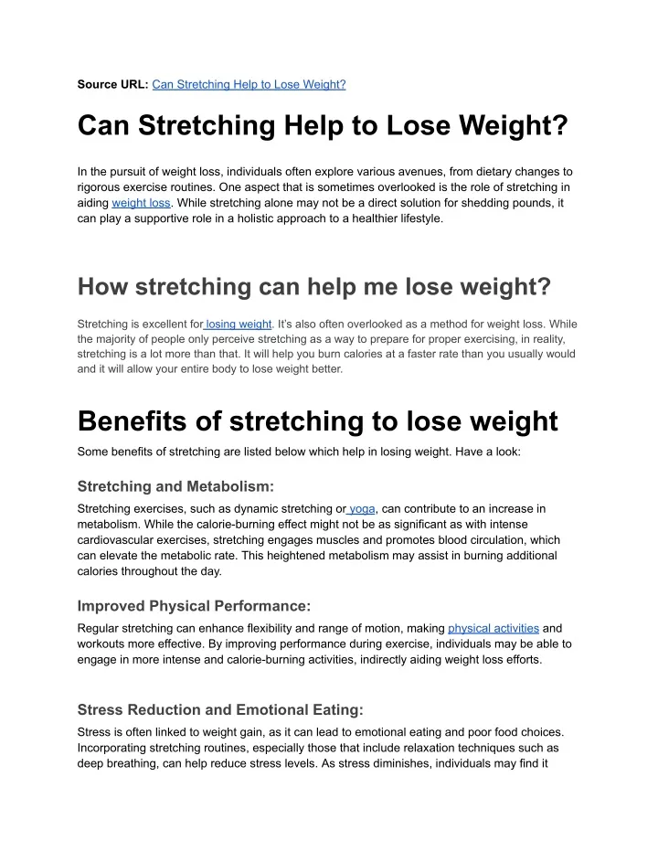 source url can stretching help to lose weight