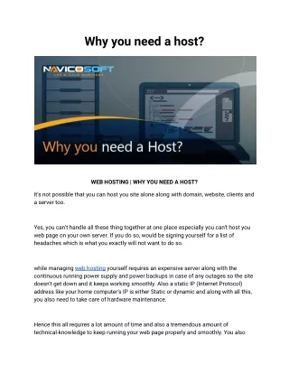 WEB HOSTING | WHY YOU NEED A HOST?