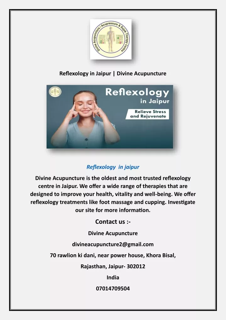 reflexology in jaipur divine acupuncture