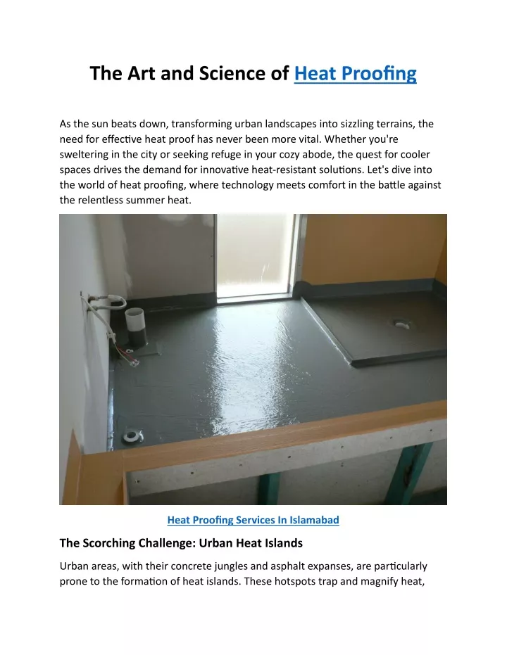 the art and science of heat proofing