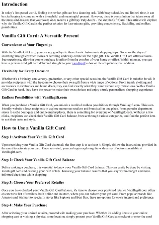 Vanilla Gift Card: A Perfect Solution for Last-Minute Gifts