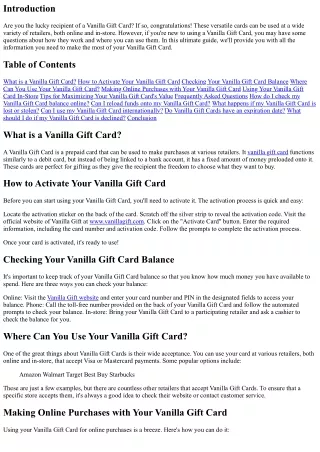 The Ultimate Guide to Using Your Vanilla Gift Card