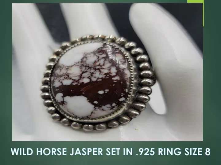 wild horse jasper set in 925 ring size 8