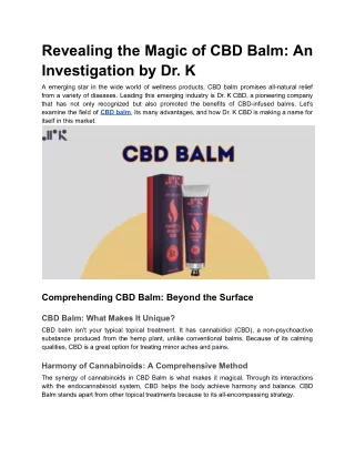 revealing the magic of cbd balm an investigation