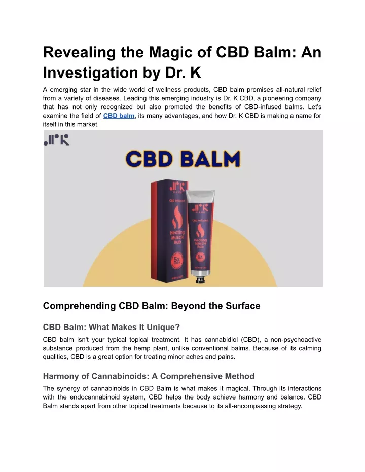 revealing the magic of cbd balm an investigation