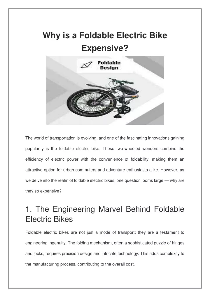 why is a foldable electric bike expensive